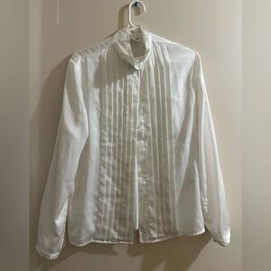 Talbots White Dress Shirt with Pleated Front